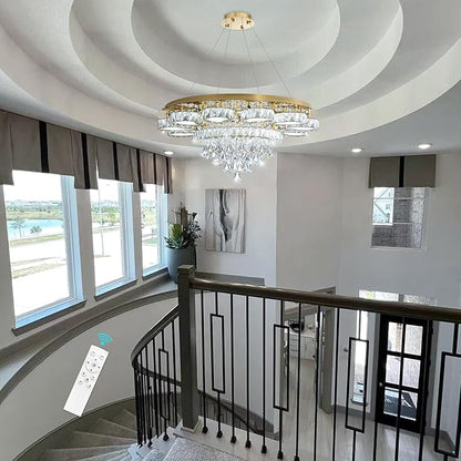 HAIXIANG Chandelier for Living Room Dining Room Modern LED Light Chandeliers Fixtures Remote Dimmbale Lighting Gold Crystal Lights