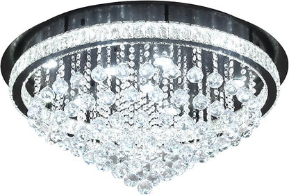 Dia 32" Modern Crystal Chandeliers for Dining Room,Black Raindrop Chandelier Flush Mount Chandeliers for Living Room Bedrooms Dining Room Dimmable 2700k 4500k 6000k
