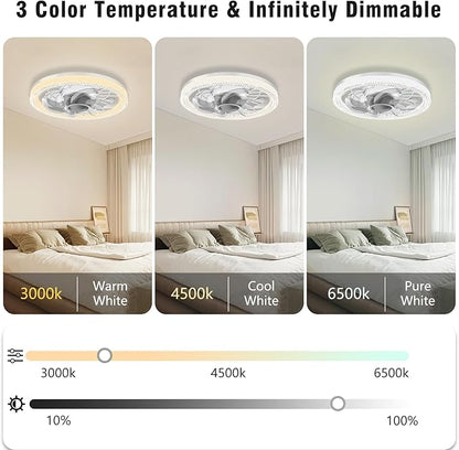 Deyagoo Ceiling Fan Light, 12-inch Socket Fan Light with Remote Control, 3 Colors (3000K-6500K) Dimmable LED Light Bulb, Screw-in Ceiling Fan for Bedroom, Kitchen, Storage Room, Closet, and RV.