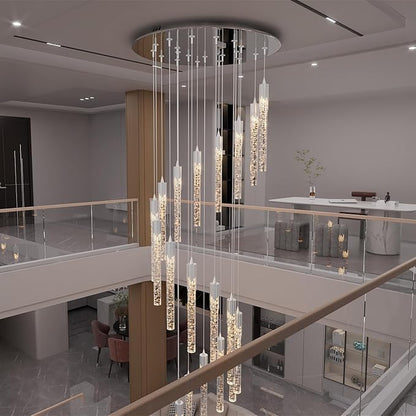 Flashing God High Ceiling Chandelier for Foyer Long Chandeliers for High Ceilings Hanging Light Fixtures for Staircase Entryway Living Room