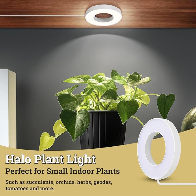 Banax 2 Pack LED Grow Light for Indoor Plants 144 LEDs, Four-Head Ring Design, 5V/2A 10 Brightness Levels, 3/9/12H Timer, Ideal for Herbs, Succulents & Seedlings（White）