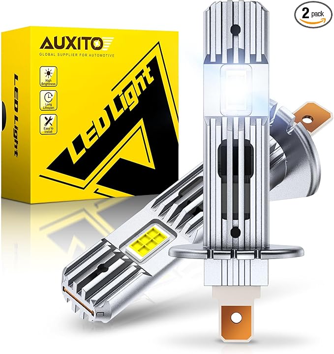 AUXITO H1 Bulb - 6X Brightness 6500K White, Plug & Play Installation, No Adapters Needed, 99% Vehicle Compatible, Enhanced Night Vision， Pack of 2