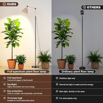 30W standing grow lights for indoor plants, 70-inch indoor adjustable angle plant lamp, 4000K floor-standing plant lamp, equipped with a 24-hour cycle timer, suitable for medium and large plants