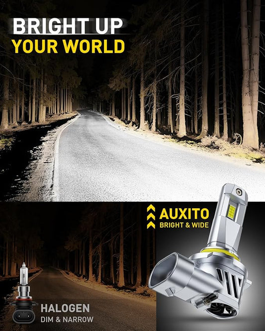 AUXITO 9005 9006 Bulb Combo, 80000LM 6500K White, Mini Size with Cooling Fan, Plug and Play, Pack of 4