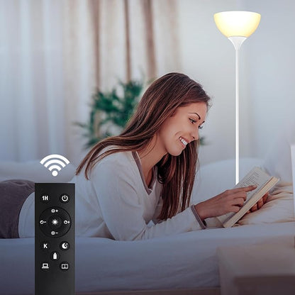 PESRAE Floor Lamp, Remote Control with Stpeless Color Temperatures and Brightness, Torchiere lamp for Bedroom, Living Room, Bulb Included