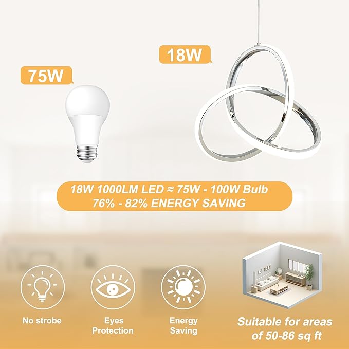 MAYNA Modern Kitchen Island Lights, 4000K LED Pendant Light Fixture, 18W Adjustable Height Modern Led Chandelier for Sink Bedroom Kitchen Island Cafe, 3 Pack (Chrome)
