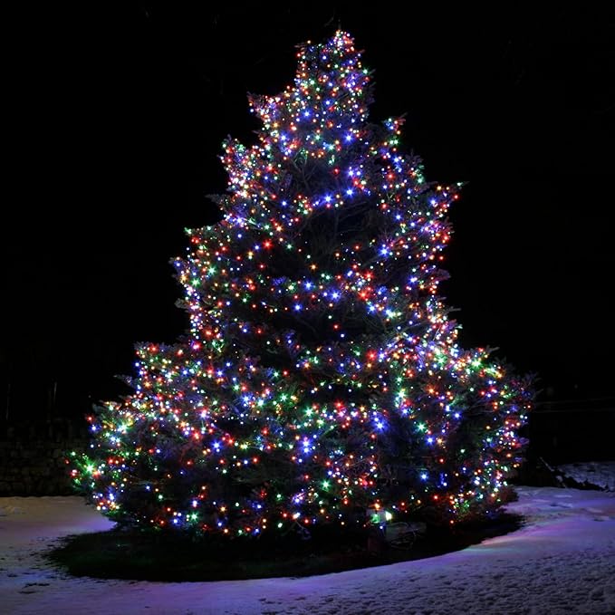 LED Christmas Net Lights Outdoor Christmas Decorations for Bushes,100LED 5ftx5ft Connectable Green Wire Net Christmas Lights for Outdoor indoor Yard Mesh Shrub Tree Decor ,UL Certified(Multicolor)