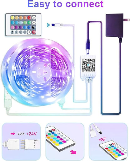 GUPUP Smart WiFi Led Lights 100 ft, Compatible with Alexa and Google Assistant Devices, Voice Control, Music Sync Color Changing Strip Lighting, App&Remote Controlled Indoor Light for Bedroom, Party