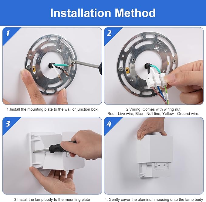 Juyace 20W LED Outdoor Wall Sconce Light 2000lm 6000K White Modern Exterior Fixture Up Down Angle-Adjustable with US Mount Plate Aluminum for Front Porch Patio House Garage Door 4 Pack