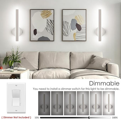 Aipsun Brushed Nickel Wall Sconce Hardwired Modern LED 18W Wall Sconce Set of Two, 15.7Inches Wall Lights for Living Room Bedroom Hallway 5CCT