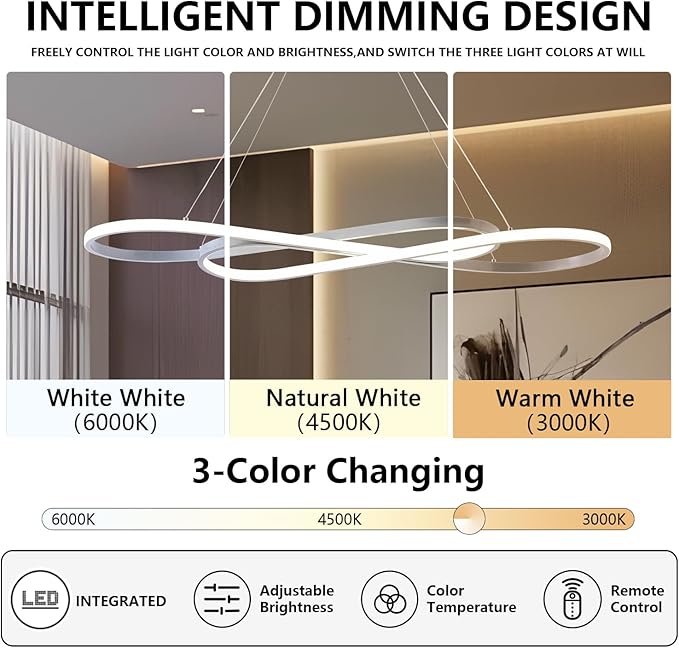 Modern LED Pendant Lights, Dimmable LED Chandelier Lighting
