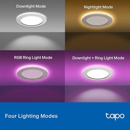 Tapo Smart 6-Inch Recessed Downlight Kit (4-Pack) - 1100 lm, 16M Colors, Tunable White 2700K-6500K, Ultra-Dim 1%, Matter-Compatible, Wi-Fi & Bluetooth Mesh - L730-6 KIT