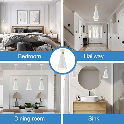 2026 New White & Brass Gold Pendant Lights Kitchen Island 3 Pack, 5.9"D x 13"H Cone Shape, Mid Century Modern Pendant Light Fixtures, Island Lights Kitchen Pendant Lighting over Sink Dining Room