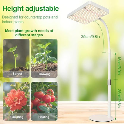 Tabletop Grow Light, Bright Desk Grow Lights for Seed Starting, Bonsai, Succulent, Cactus, 4/8/12/16/20H Timer, 25 Watt Power Draw, NO Need Adapter, 16"-24" Height, Daisy Chain Function
