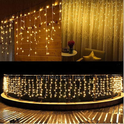 Joomer Christmas Icicle Lights - 33FT Plug in String Lights Waterproof, 8 Modes Timer Connectable Outdoor String Light for Christmas Party, Eaves, Roofs, Xmas Decorations (Warm White)