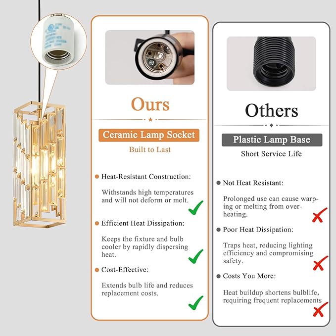 Gold Pendant Lights Kitchen Island, Adjustable Modern Pendant Light Fixtures 1 Pack, Mini Crystal Chandeliers for Dining Room Bedroom Foyer Hallway