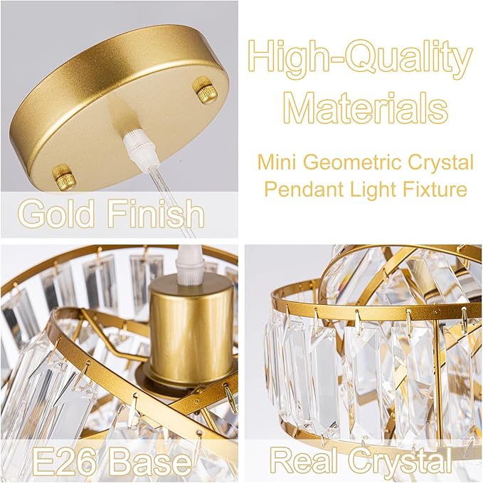 Modern Crystal Chandelier Light Fixure Mid Century Modern Geometric Golden Retro Ring Chandelier Modern Small Crystal Gold Chandeliers for Dining Room, Kitchen Island, Bedroom, Hallyway