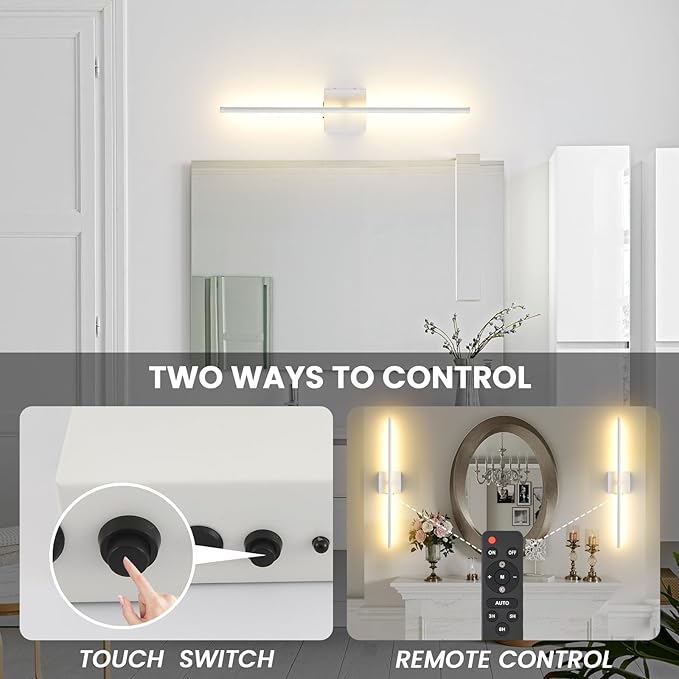 Rechargeable Battery Operated Wall Sconces, 11000mAh Wireless White Wall Lights with Remote Control, 350°Rotate Dimmable Wall Lamp, 3 Color Temperatures, for Bedroom Living Room Hallway, 1 PCS