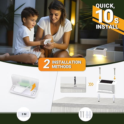 PATIOWIN Solar Fence Lights Outdoor - Waterproof LED Lights for Deck, Stairs, Fence, Patio, Yard, Porch and Balcony (20 Pack, Warm White)