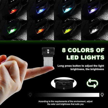 Mini USB LED Light, 8 Colors RGB Car USB LED Interior Atmosphere Light, Adjustable Brightness Smart Laptop Keyboard Home Office Decoration Night Lamp, Car Accessories