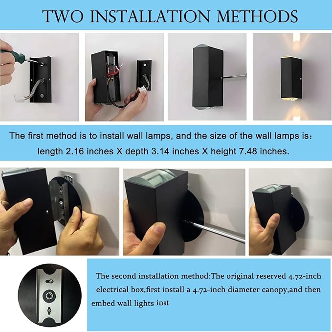 Bofea-Outdoor Waterproof Wall Sconce Black Aluminum Construction with Dual Up/Down LED Lights Black Wall Sconces Outside Wall Lights Ideal for Patio, Garden and Porch Lighting(Three Beams Up And Down)