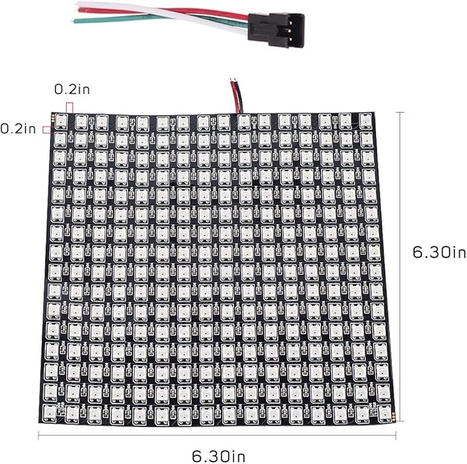 BTF-LIGHTING WS2812B ECO RGB Alloy Wires 5050SMD Individual Addressable 16X16 256 Pixels LED Matrix Flexible FPCB Full Color Works with WLED,SP802E,etc Controllers Image Video Text Display DC5V
