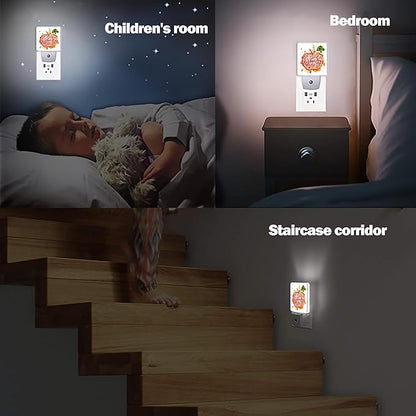 Happy Thanksgiving Night Light, Watercolor Pumpkin Plug into Wall with Dusk to Dawn Light Sensors, Warm Nightlights for Bedroom, Bathroom, Hallway, Kitchen, Gifts Ideal for Women Men