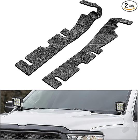 Nilight Ditch Light Brackets Hood Hinges Mount Brackets for Auxiliary Offroad LED Pod Light Work Light on 2009-2018 Dodge RAM 1500 2500 3500, 2 Years Warranty,Black