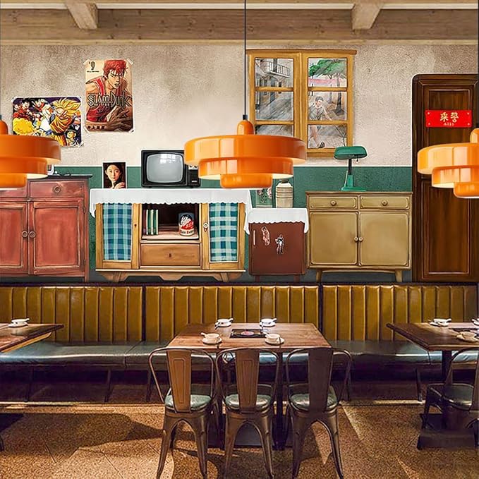 Orange Danish Modern Pendant Lamp, 3-Layer Shade Scandinavian Ceiling Light, Metal Flush Mount Fixture for Dining Table, Kitchen Island, Hallway