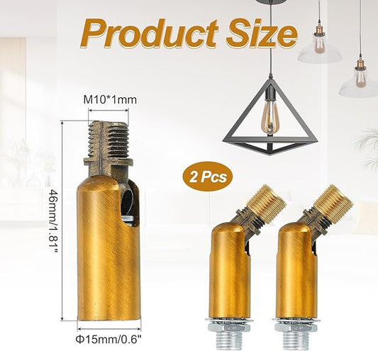 MECCANIXITY Sloped Ceiling Adapter, 180 Degree 46x15mm M10 Fine Thread Sloped Ceiling Light Fixture Adapter Kit for Ceiling Pendant Light Chandelier Track Suspend(Gold Copper, Pack of 2)