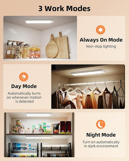 EZVALO 5000mAh Under Cabinet Lighting, 200LM Motion Sensor Light Indoor, Rechargeable Magnetic Under Counter Lights, 3-Inch Wide Panel Dimmable Closet Light for Pantry, Wardrobe, Hallway, Kitchen etc.