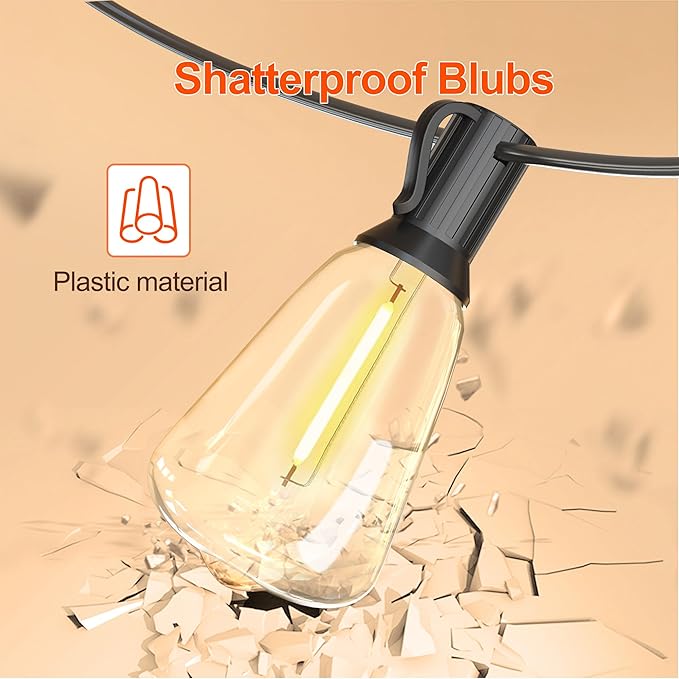 BLIATLUS 120FT Solar String Lights Outdoor Waterproof with Remote Control 30+2 Shatterproof LED ST38 Bulbs for Porch Garden Market Bistro Patio Backyard Fence
