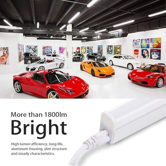 (8 Pack LED T5 3FT Tube Light Fixture, 15W, 1800lm, 6500K, 3 Foot Linkable LED Shop Light Tube, Ceiling, Workshop, Corded Electric with Built-in ON/Off Switch