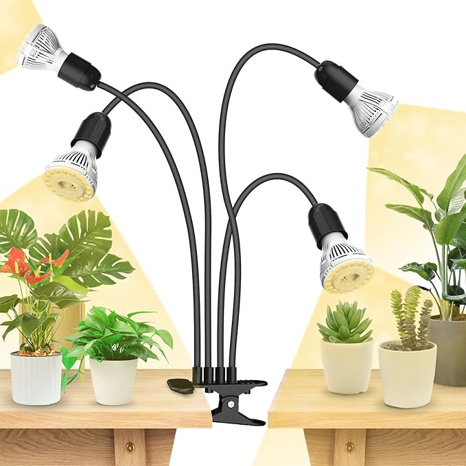 SANSI 20W/40W LED Grow Lights for Indoor Plants,300W/600W Full Spectrum Dual Gooseneck Clip Plant Grow Light with Optical Lens for High PPFD Growing Power Lamp,Lifetime Free Bulb Replacement