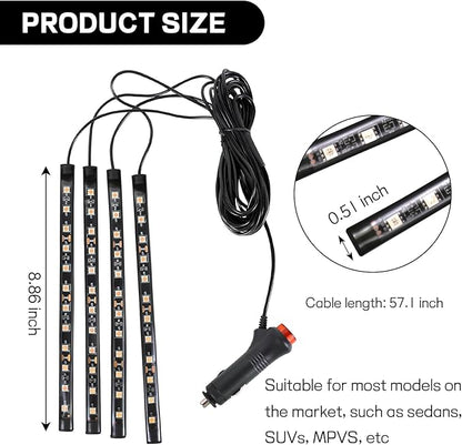 Car LED Strip Light, 12V 48 LED Interior Atmosphere Lights Under Dash Ambient Night Light, Auto Interior Decorative Lamp with Cigarette Adapter Plug (Pink Purple, Cigarette Lighter)