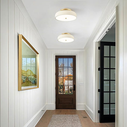 Dimmable LED Ceiling Light Fixture, 2700K-6000K 5CCT Modern Mid-Century Semi Flush Mount Ceiling Light, Cream White Close to Ceiling Lamp for Kitchen, Laundry Room, Bedroom, Hallway, 11.8in