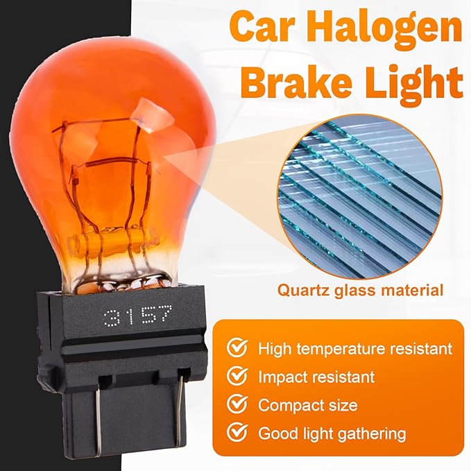 ecocstm 10 PCS 3157 Tail Light Bulb, Miniature 4157 Brake Light Bulb, Waterproof 3157 4157 Turn Signal Bulb, Automotive Side Marker Tail Light Replacement for Truck SUV Car (Amber)