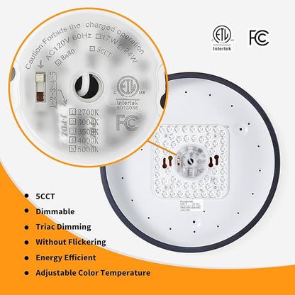 LED 12 inch Round Flush Mount Ceiling Light Black Dimmable 24W 5CCT Metal Black Ceiling lamp and is Ideal for hallways Kitchens bedrooms corridors Children's Rooms 3 Pack