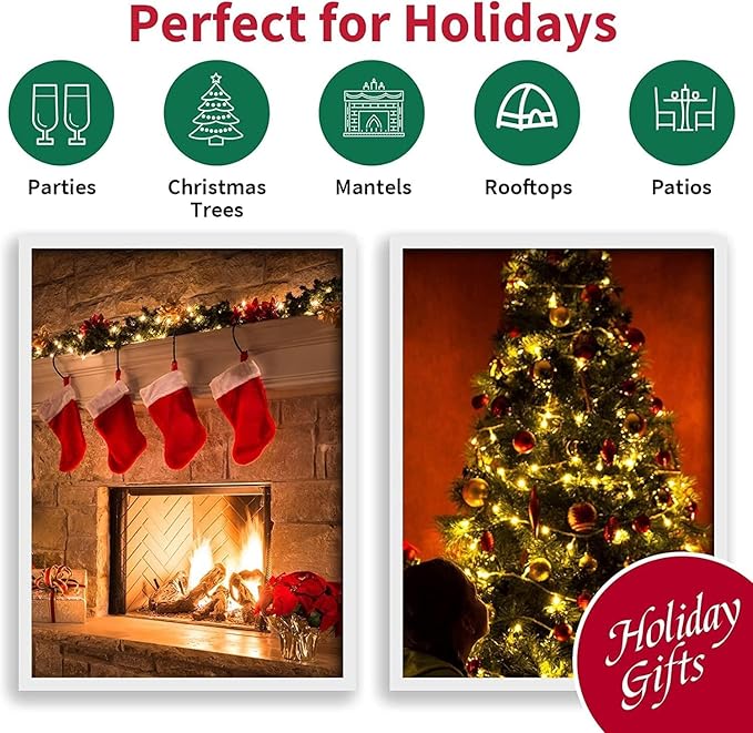 LAMPHOME 100 Count Clear Christmas Lights - 20 ft Ultra Bright White String Lights with Green Wire for Indoor and Outdoor Use, Christmas Trees, Holidays Party Patio Wedding and Garden