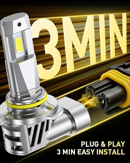 AUXITO 9006 Bulb HB4 Bulbs, 50000LM Brighter Ultra-Bright, Plug N Play, Long Lifespan, No Flicker, 99% Compatibility, 2PCS