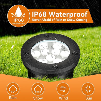 9W LED Low Voltage Landscape Lights, AC/DC 12-24V Outdoor Well Lights IP68 Waterproof 5500K Cool White In-Ground Lights for Yard Pathway Driveway Deck(6 Pack)