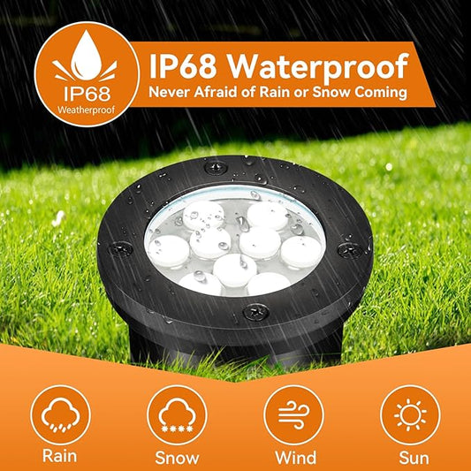 9W LED Low Voltage Landscape Lights, AC/DC 12-24V Outdoor Well Lights IP68 Waterproof 5500K Cool White In-Ground Lights for Yard Pathway Driveway Deck(6 Pack)