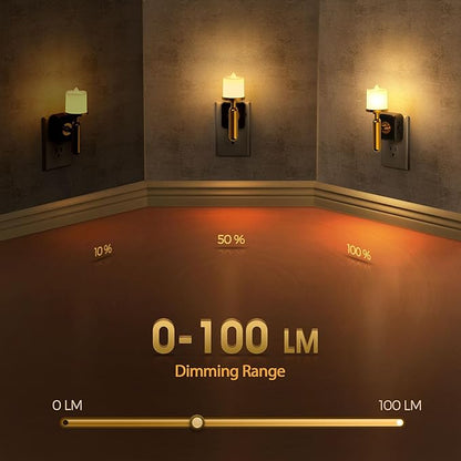 Briignite Flameless Candle Night Light, Night Lights Plug into Wall, LED Candle Night Light with Light Sensor, 0-100LM Dimmable Nightlight Plug in, 3000K Soft White Nightlight for Bathroom Hallway