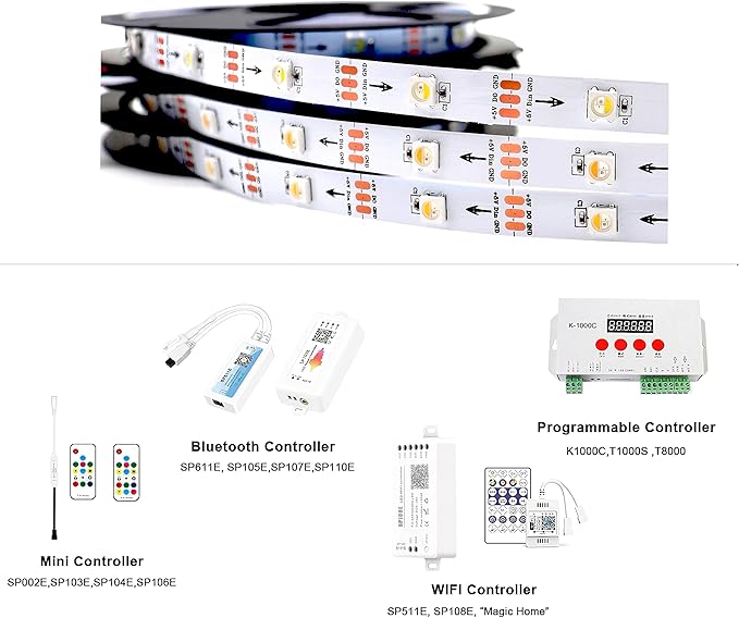 DC5V SK6812 (Similar WS2812B) RGBW RGB+Warm White led Strip Light 30leds/Pixels/m Individually Addressable 4 Color in 1 LED Dream Color (16.4ft(5m) 150leds IP30) (No Adapter or Controller)