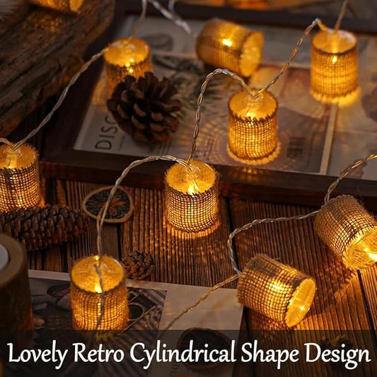 Fielegen 2 Meter 10 LED Retro String Lights Battery Operated Indoor Bedroom Vintage Themed Decorative Fairy Lights for Home Garden Wedding Birthday Party Decor Festival Atmosphere Lights (Warm White)
