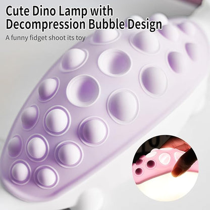 Dinosaur Night Light,Silicone Dino Lamp with Pop Bubble,7 Nightlight Modes Rechargeable Bedside Touch Lamp, Room Decor,Cute Lamp Dinosaurs Gifts (Purple)