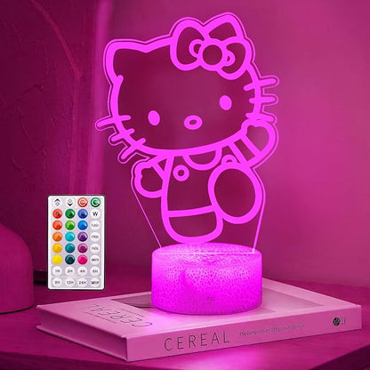 KIEAL 16 Colors Cartoon Night Light, Anime Character Change Decor Lamp with Remote, Dim, Timer, Fans Kids Gifts for Christmas Birthday Boys Girls