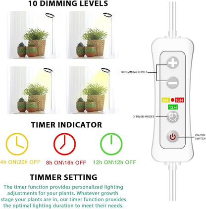 yadoker Plant Grow Light, LED Growing Light Full Spectrum for Indoor Plants,Height Adjustable, Automatic Timer, 5V Low Safe Voltage,Idea for Small Plant Light