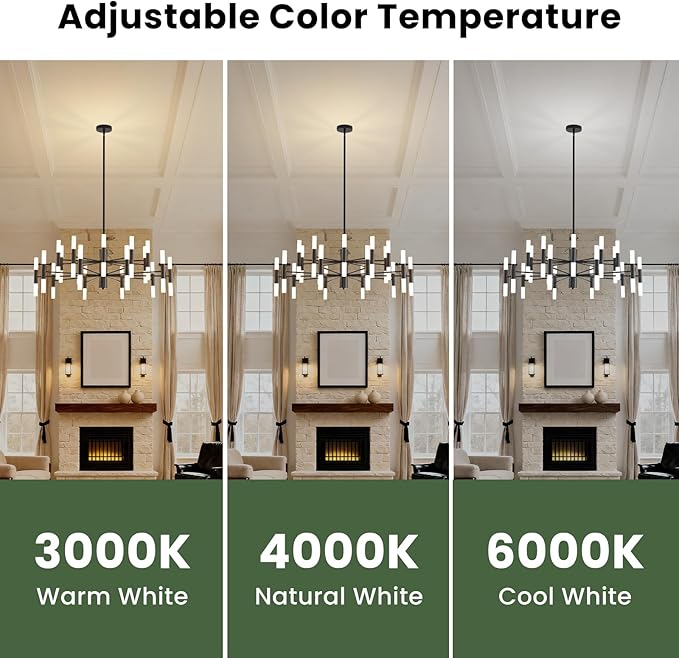 Black Modern Chandelier 40-Light, Large Farmhouse Round Candle Chandeliers with Acrylic Shades, 38.6" Dining Room Light Fixture for High Ceilings, Living Room, Foyer, Entryway, G9 Base