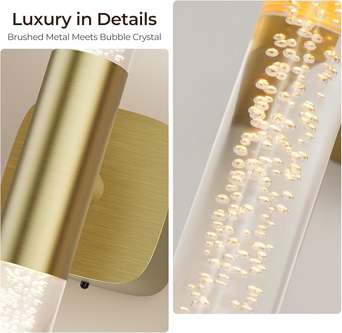Battery Operated Wall Sconce Set of 2 Rechargeable Battery Powered Wall Light with 12000mAh Wireless Dimmable Wall Lamp Fixtures for Bedroom Living Room (Brushed Gold, 31"-2 Pack)